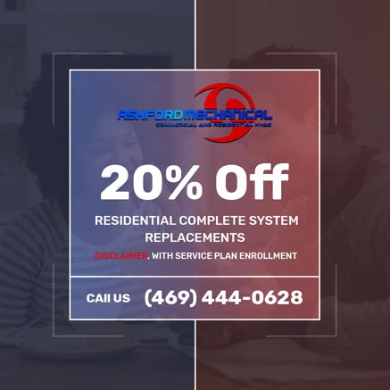 20% Off Residential Complete System Replacements Disclaimer, With service plan enrollment